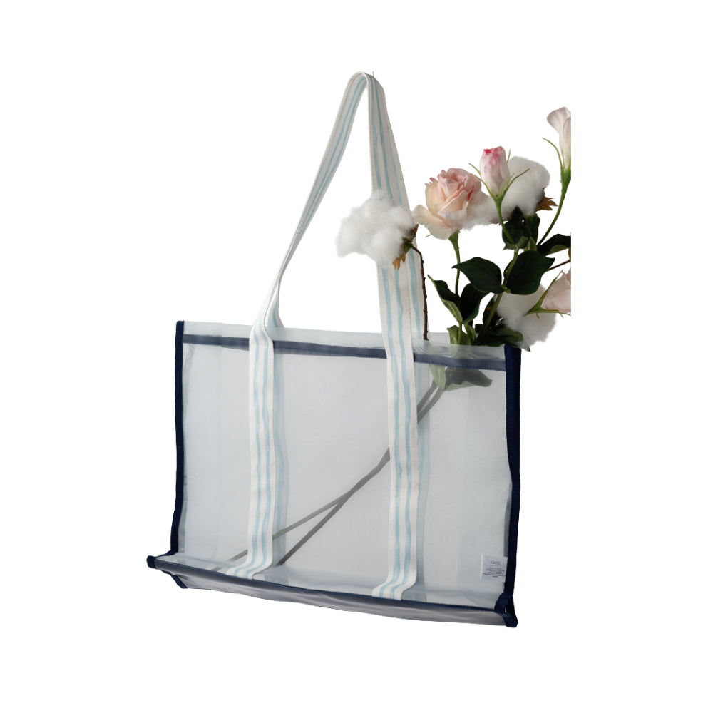 Honeydew Mesh Tote Bag - BLUE STRIPE